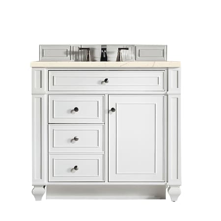 James Martin Vanities Bristol 36in Single Vanity, Bright White w/ 3 CM Eternal Marfil Quartz Top 157-V36-BW-3EMR